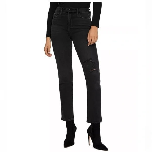 Good American Good Classic Ripped Straight Crop - Picture 1 of 10